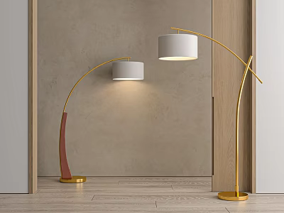 Modern Arc Floor Lamps With Different Designs In Minimalist Interior 3d model