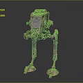 Robotic Character Design of Four Legged Mechanical Walker With Metallic Structure And Detailed Joints