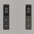 Gray And Brown Wall Mounted Thermostats With 22 Degrees Display And Up Down Buttons
