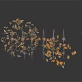Row of Classic Bicycles with Brown Fallen Leaves on White Background