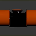 Industrial Vibrating Motor With Orange Cylinders Red Control Box And Black Bracket