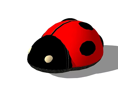 Soft Red Ladybug Plush Doll With Black Spots And Round Eyes 3d model