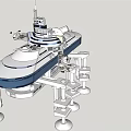 Modern Yacht Structure On Dock With Support Frames And Blue Sky 3d model