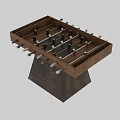 Walnut Wood Foosball Entertainment Table With Metal Base And Player Rods