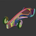 Futuristic Concept Car with Streamlined Body Yellow Accents and Four Wheels