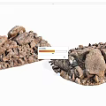 Natural Raw Stone and Wood Materials Pile for Construction or Landscaping Projects