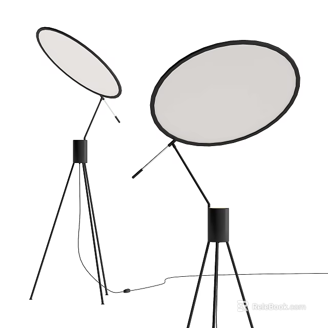 Modern Floor Lamp With Round Shade And Tripod Base For Living Room Interior 3d model 