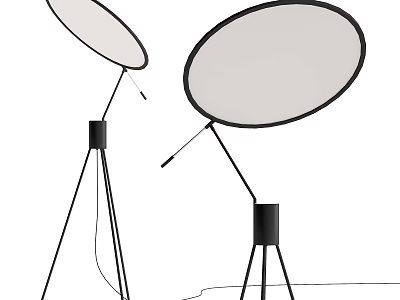 Modern Floor Lamp With Round Shade And Tripod Base For Living Room Interior 3d model