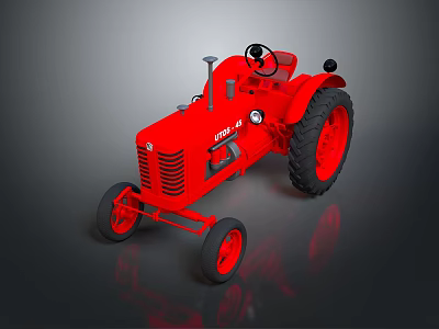 Vintage Red URBA Tractor With Classic Design And Large Shiny Wheels 3d model