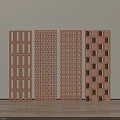Brown Decorative Screens With Four Different Hollow Patterns For Interior Decor Arranged In Row 3d model