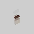 Modern Dressing Table With Round Mirror Wooden Shelf And Leather Padded Stool