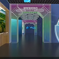 Modern Museum Exhibit Hall Interior With Display Cases Models Lighting And Wall Exhibits