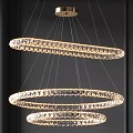 Modern Hanging Crystal Chandelier With Three Circular Rings And Sparkling Crystal Decorations