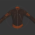 Brown Leather Jacket With Orange Collar Cuffs And Stripes On Sleeves Modern Design