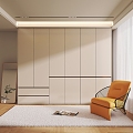 Wardrobe Real creamy-white Wardrobe Fashion Wardrobe 3d model