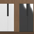 Modern Built in Refrigerators with White and Silver Finish in Sleek Wooden Kitchen Cabinets