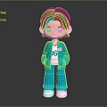 Cute 3D Cartoon Character In Teal Tracksuit With White T-shirt ART Lettering And Number 06