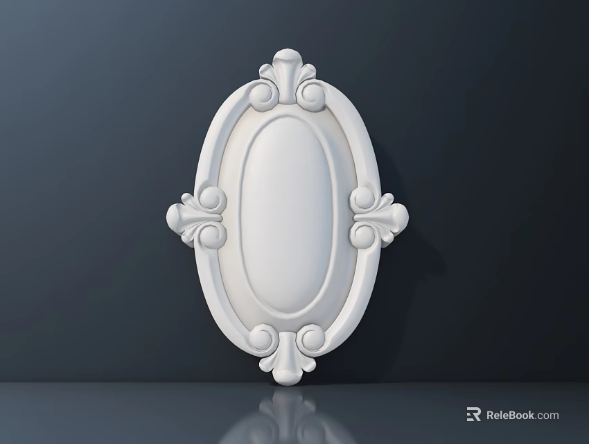 White Oval Carved Decorative Wall Ornament With Intricate Patterns And Elegant Design 3d model 