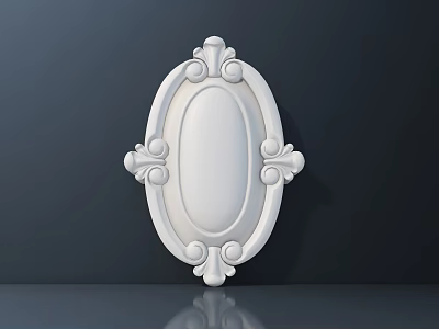 White Oval Carved Decorative Wall Ornament With Intricate Patterns And Elegant Design 3d model