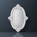 White Oval Carved Decorative Wall Ornament With Intricate Patterns And Elegant Design