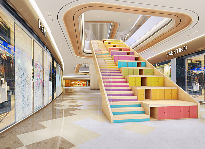 Modern Shopping Mall Shopping Mall Pedestrian Street Features Ladder 3d model