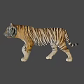 Realistic 3D Rendered Tiger With Orange Black Stripes And White Paws 3d model