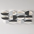Modern Minimalist Ceiling Light with Geometric Grid Design and Circular Black Transparent Panels 3d model