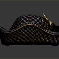 Stylish Checkered Pattern Hat With Blue Yellow Design And Decorative Bow Accent