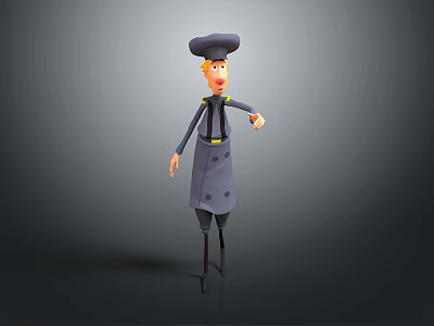 Cartoon Chef Character Wearing Cooking Uniform And Chef Hat For Kitchen Supplies In Daily Life 3d model