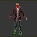 Man Wearing Black Coat White Shirt Brown Pants Boots 3D Character Model on Dark Background