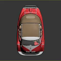 Classic Retro Compact Car Red White Body With Brown Soft Top Round Headlights