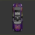 Purple Sedan Car With Colorful Patterns Number 24 And Transparent Roof