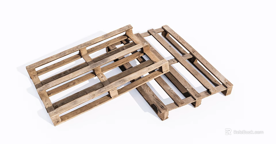 Natural Stone Wood Wooden Pallets with Sturdy Slat Structure for Storage 3d model 