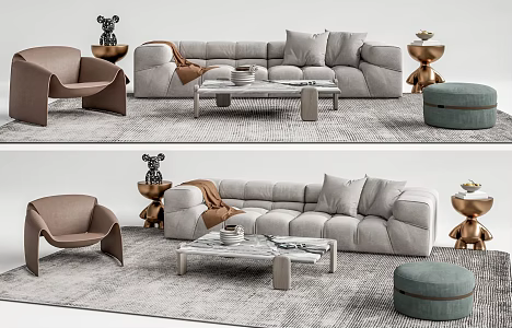 Modern sofa coffee table combination 3d model