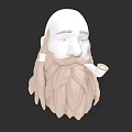 3D Bearded Character Head Model With Long Light Brown Beard And Pipe