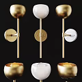 Modern Wall Lamps With Gold Metal Structures And White Spherical Shades Design