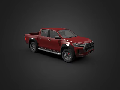 Red Pickup Truck Double Cab Exterior Design With Stylish Wheels And Front Grille 3d model