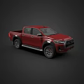 Red Pickup Truck Double Cab Exterior Design With Stylish Wheels And Front Grille