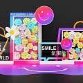 Colorful Smile Faces Photo Spot With Flower Decorations And Ambient Lighting