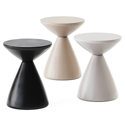 Modern Minimalist Side Tables With Conical Bases And Round Tops In Black Beige White 3d model