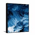 Abstract Painting With Blue And White Flowing Brushstrokes And Wave Like Patterns