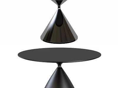 Modern Black Round Dining Table With Cone Shaped Base And Sleek Contemporary Design 3d model