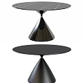 Modern Black Round Dining Table With Cone Shaped Base And Sleek Contemporary Design 3d model