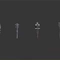 Various Colorful Decorative Weapons With Unique Designs And 3D Model