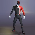 Black And Red Superhero Style 3D Character Wearing Bodysuit Helmet White Gloves And Boots