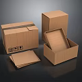 Open and Closed Cardboard Boxes with Stacked Sheets for Daily Household Storage