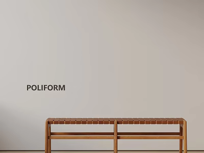 Poliform Minimalist Sofa Bench With Brown Leather And Wooden Frame 3d model