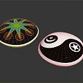 Colorful Star Pattern And Black White Yin Yang Symbol Round Coasters For Home Decor