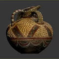 Ancient Decorative Pottery With Two Handles Orange Body And Geometric Dot Patterns 3d model