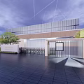 Modern Entrance Gate With Metal Grille Glass Panel And Wooden Accent For Contemporary Building